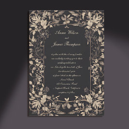 Invitación Moody Forest Greenery Frame Dark Classic Boda