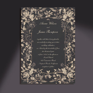 Invitación Moody Forest Greenery Frame Dark Classic Boda