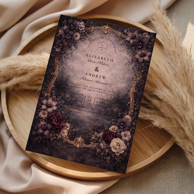 Invitación Moody Gold Baroque Wedding (Subido por el creador)