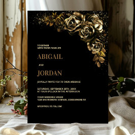 Invitación Moody Gold Floral Wedding