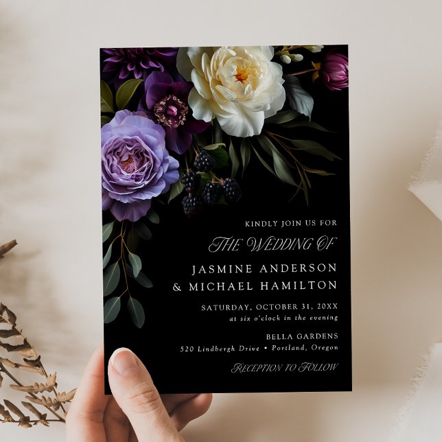 Invitación Moody Gothic Floral Boda (Subido por el creador)