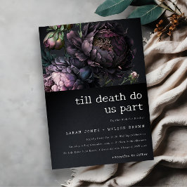 Invitación Moody Gothic Oscuro Púrpura Negro Peony Boda