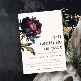Invitación Moody Gothic Purple Black Peony Ensayo Cena