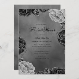 Invitación Moody gótico Monocromo Floral Flora Gótica Ducha B
