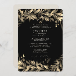 Invitación Moody Greenery Black & Beige Boda