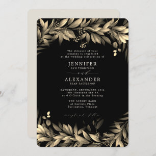 Invitación Moody Greenery Black & Beige Boda