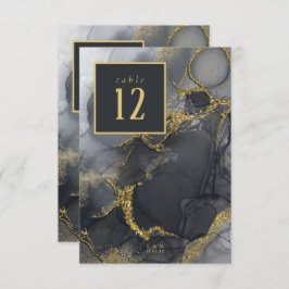Invitación Moody Ink Charcoal Gold Table Number ID988