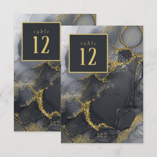 Invitación Moody Ink Charcoal Gold Table Number ID988