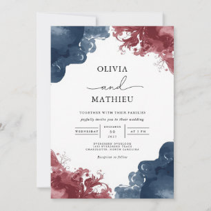 Invitación Moody Ink Wash Floral Boda