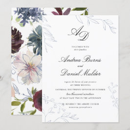 Invitación Moody Jewel Tone Boda Floral