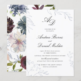 Invitación Moody Jewel Tone Boda Floral