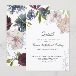 Invitación Moody Jewel Tone Boda Floral Información para el h