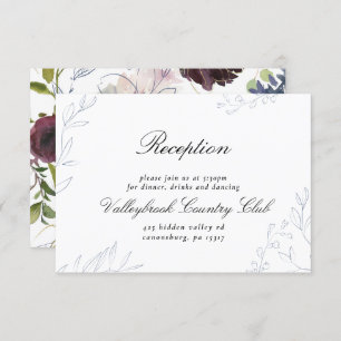 Invitación Moody Jewel Tone Floral Wedding Recepción