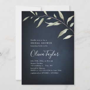 Invitación Moody marina mínimo de vegetación ducha de novia