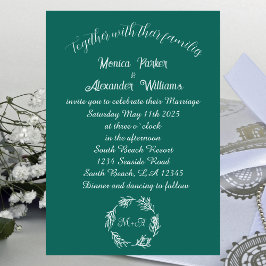 Invitación Moody Monogramado en Monografía Sencilla y Verde E