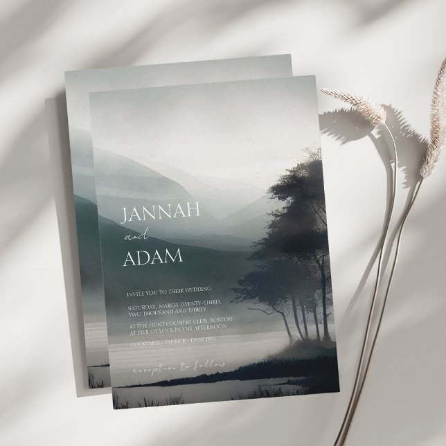 Invitación Moody Mountain Dark Aesthetic Woodland Boda (Subido por el creador)