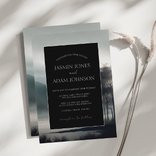 Invitación Moody Mountain Dark Aesthetic Woodland Boda