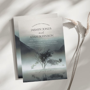 Invitación Moody Mountain Dark Aesthetic Woodland Boda
