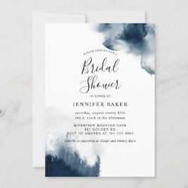 Invitación Moody Navy Blue Watercolor Bridal Shower
