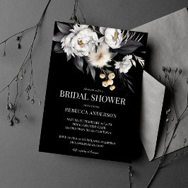 Invitación Moody negro y blanco elegante boho ducha de novia
