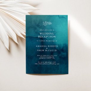 Invitación Moody Ocean Watercolor Wedding Recepción