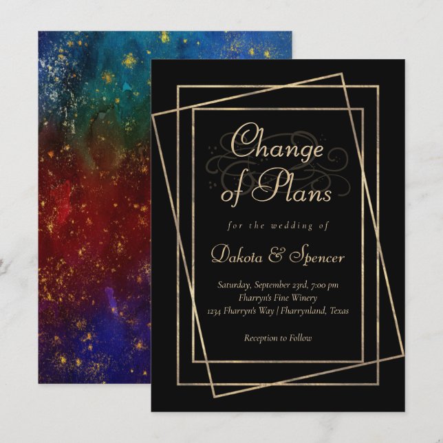 Invitación Moody Ombre | Jewel Tone Change of Plans Wedding (Anverso / Reverso)