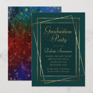 Invitación Moody Ombre Partido de Graduación Verde de Tono