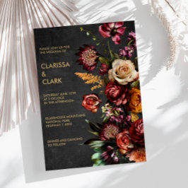 Invitación Moody Oscuro Negrita Boda de Flor Salvaje