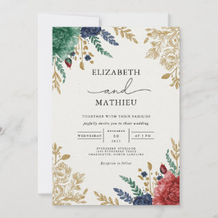 Invitación Moody Otoño Boda de Flourish Botánico