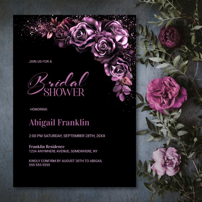 Invitación Moody Pink Floral Bridal Shower (Subido por el creador)