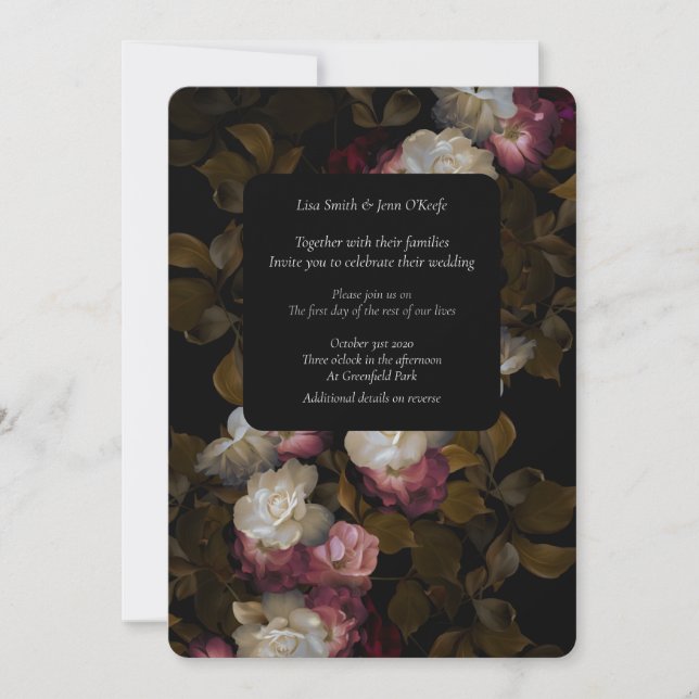 Invitación Moody Pintado Florals Romántico Boda (Anverso)