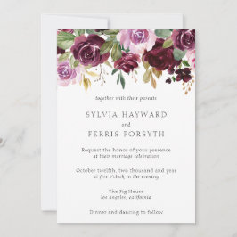 Invitación Moody Plum Floral Boda