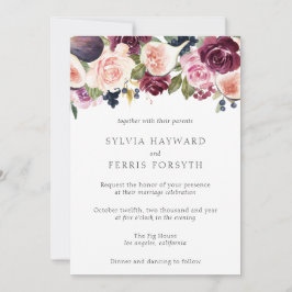 Invitación Moody Plum Floral y Boda de Fig