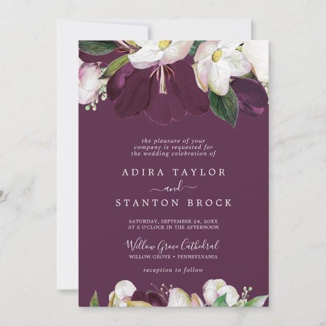 Invitación Moody Purple Blogs | Plum Formal Boda (Anverso)
