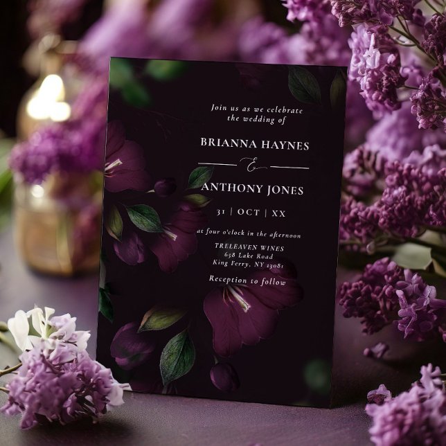 Invitación Moody Purple Bloom Grunge Boda (Subido por el creador)