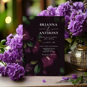 Invitación Moody Purple Bloom Grunge Boda