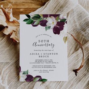 Invitación Moody Purple Blooms 50 años Boda