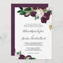 Invitación Moody Purple Blooms Boda Tradicional