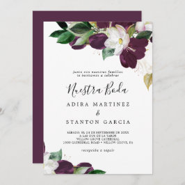 Invitación Moody Purple Blooms Española Nuestra Boda