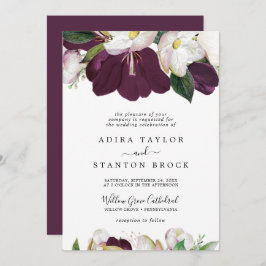 Invitación Moody Purple Blooms Formal Boda