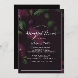 Invitación Moody Purple Blooms Patrón ensayo Cena