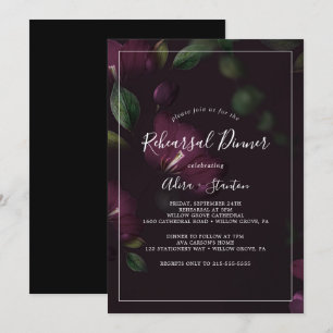 Invitación Moody Purple Blooms Patrón ensayo Cena