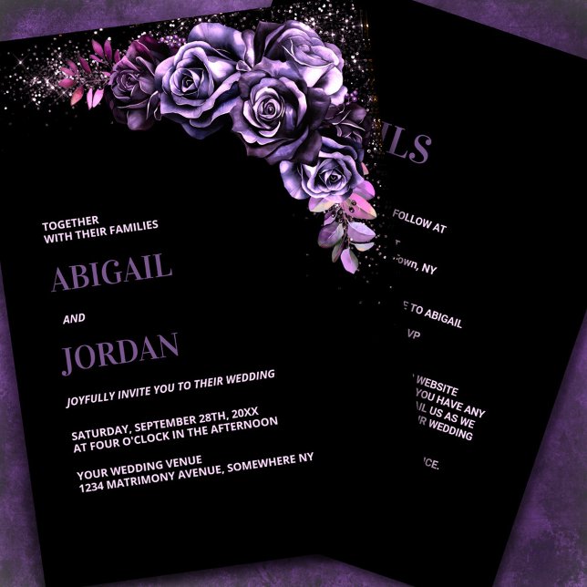 Invitación Moody Purple Floral All in One Boda (Subido por el creador)