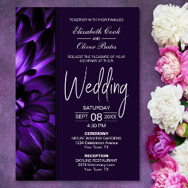 Invitación Moody Purple Floral Boda