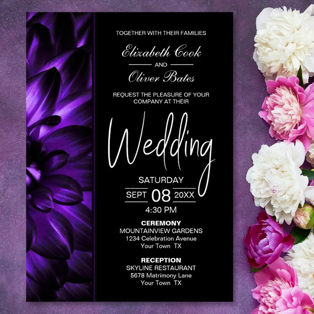 Invitación Moody Purple Floral Boda (Subido por el creador)