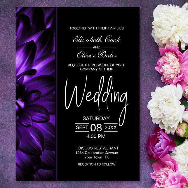 Invitación Moody Purple Floral Boda (Subido por el creador)