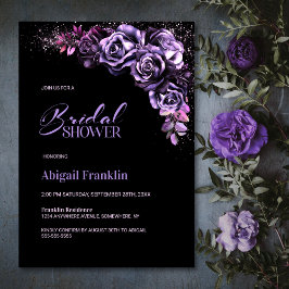 Invitación Moody Purple Floral Bridal Shower