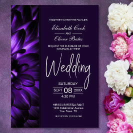 Invitación Moody Purple Floral Wedding Invitation