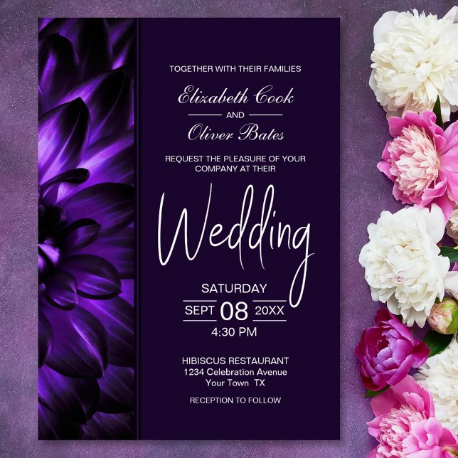 Invitación Moody Purple Floral Wedding Invitation (Subido por el creador)