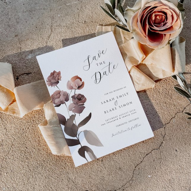 Invitación Moody Purple Floral Wedding Save the Date (Subido por el creador)